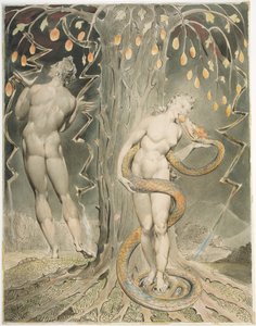 La Tentación y Caída de Eva, Ilustración del Paraíso Perdido de Milton de William Blake